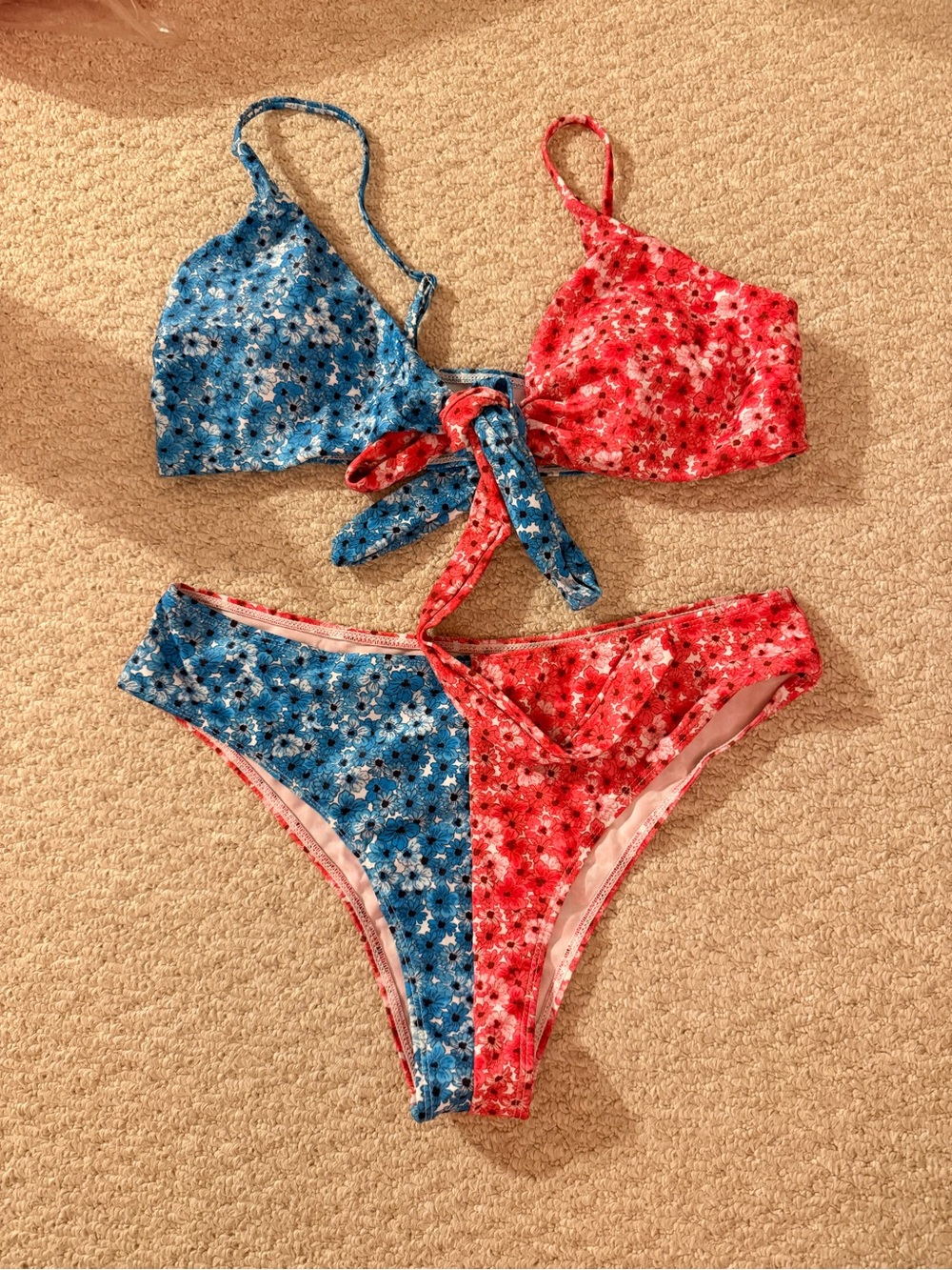 SHEIN Pink and Blue Floral Bikini